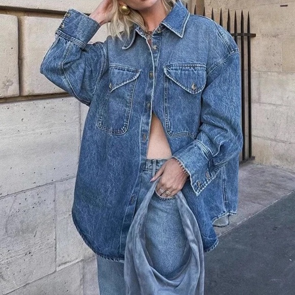 Khaite Birdie Oversized Button-Down Denim Relaxed Shirt M - Picture 1 of 13